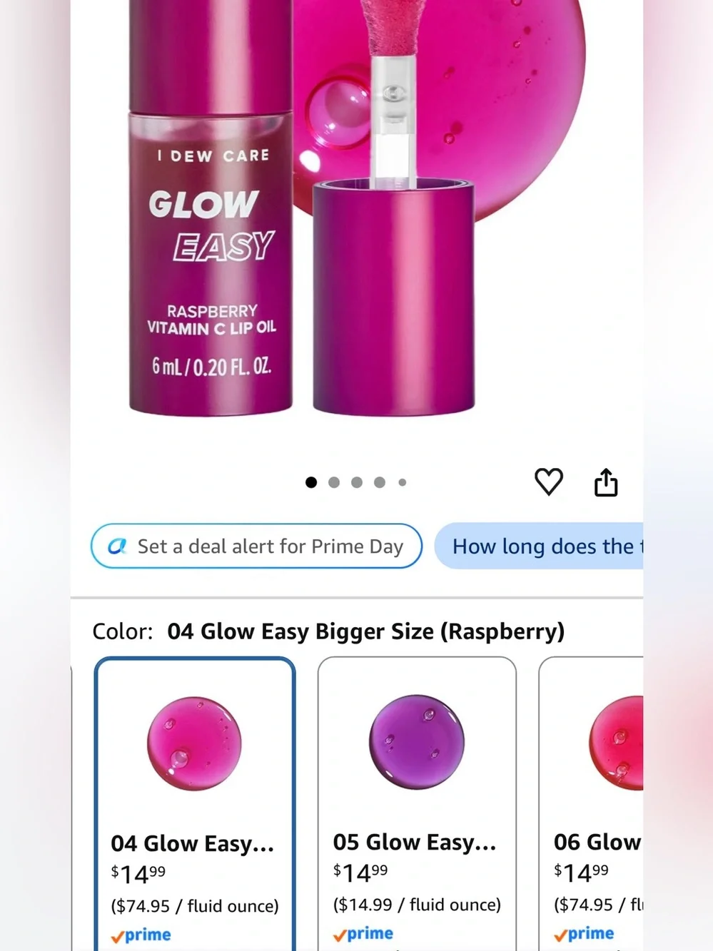 I DEW CARE Glow Easy Raspberry Vitamin C Lip Oil NWT